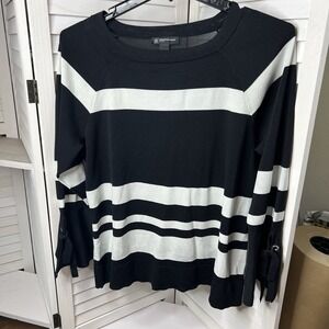 Inc International Concepts Tunic Top Women's 2X Black White W/ Super Cute Sleeve